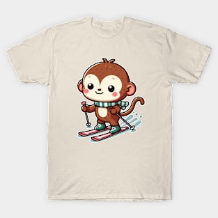 Cute monkey Skiing T-Shirt